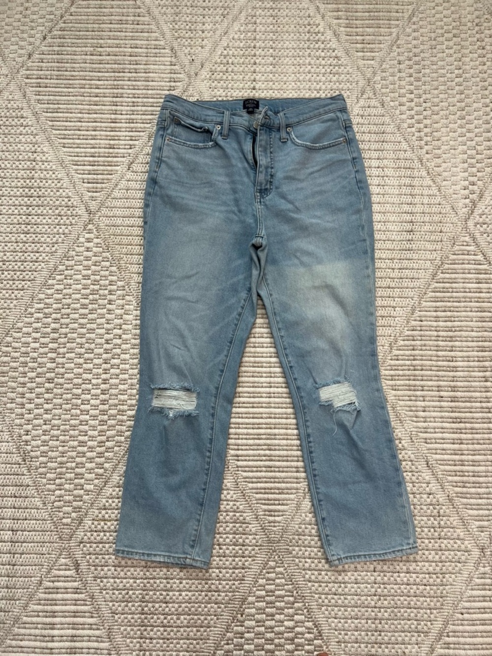 J. Crew Light Blue Boyfriend Jeans with Knee Rips
